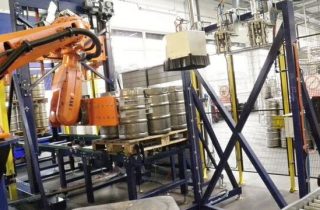 2. Depalletization of KEG barrels