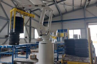 Robotic Palletiser of stack of wheels